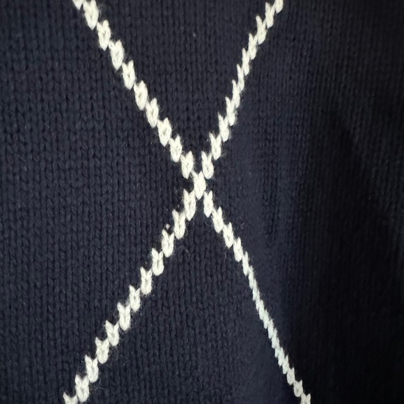 NWOT Reiss Navy Blue White Argyle Knit Wool Blend Pullover Sweater Size Large - Picture 7 of 9
